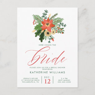 PLUIE DE CADEAUX DE MARIÉE Carte postale Bouquet