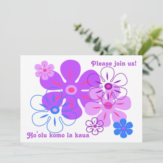 Pluie de fleurs Tropical Luau invitations (Debout devant)