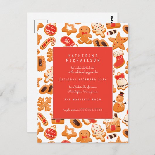 PLUIE DE MARIÉE | Invitation Biscuits au Gingembre (Devant / Derrière)