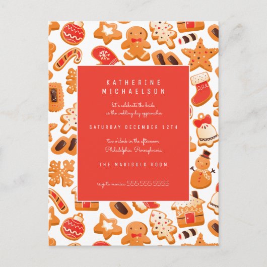 PLUIE DE MARIÉE | Invitation Biscuits au Gingembre (Devant)