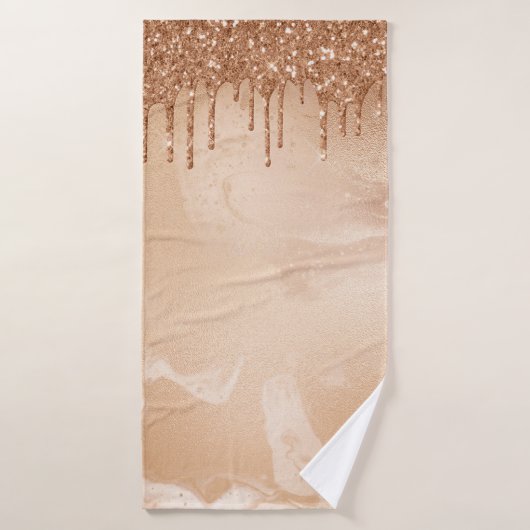 Pluie de Parties scintillant de cuivre sur le marb (Serviette de bain)