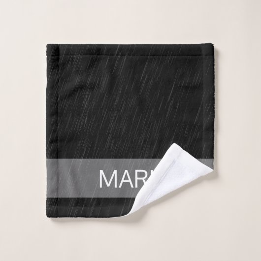 Pluie Motif noir et blanc, Monogramme (Gant de toilette)