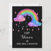 *~* Pluie Nuages arc-en-ciel Invitation Baby showe (Devant)