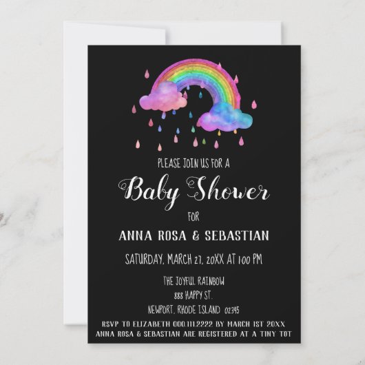 *~* Pluie Nuages arc-en-ciel Invitation Baby showe (Dos)