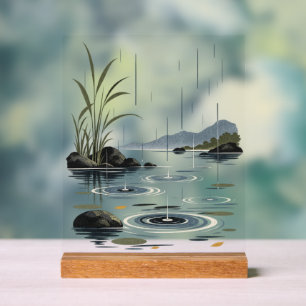 Pluie sur eau calme Affiche de nature moderne