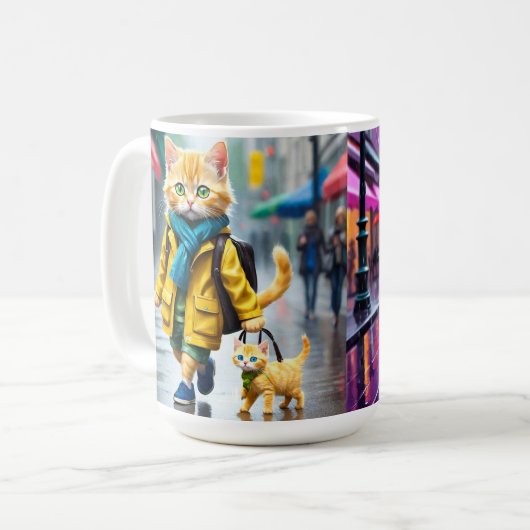 Pluie Whimsical Kitten Run Mug Classique (Devant gauche)