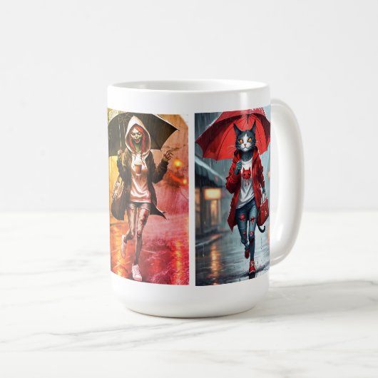 Pluie Whimsical Kitten Run Mug Classique (Devant droit)