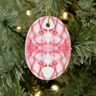 Pluimen van Rode Rook op Wit Keramisch Ornament