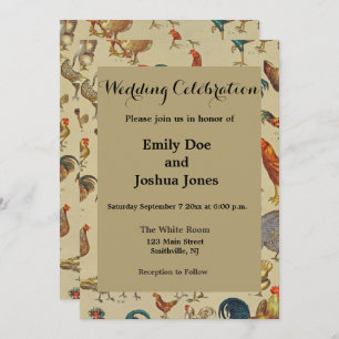 Pluimvee Haan Kip land bruiloft uitnodiging