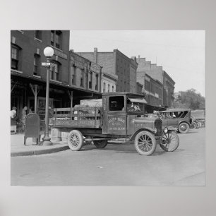 Pluimvee-Transportwagen, 1926. Oude foto Poster
