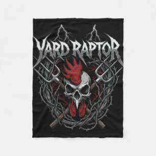 Pluimveeboer Yard Raptor Schedel Farm Kip  Fleece Deken