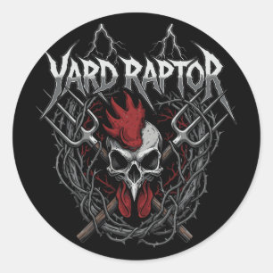Pluimveeboer Yard Raptor Schedel Farm Kip Ronde Sticker