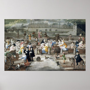 Pluimveemarkt in de Quai des Grands Augustins Poster