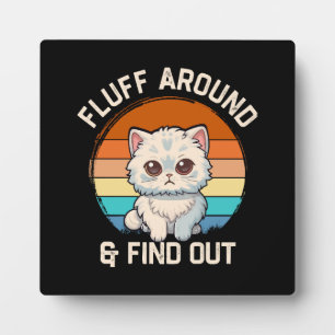 Pluis Er Rond En Ontdek Grappige Retro Kat Fotoplaat