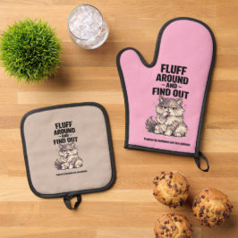 Pluizen Rond En Ontdek Perimenopauze Chaos Kat Ovenwant & Pannenlap Set
