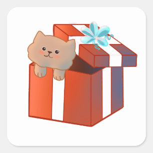 pluizig cadeau vierkante sticker