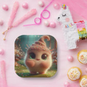 pluizig chocoladedier papieren bordje (Feest)