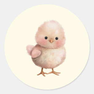 pluizig klein kuiken Schattige lente- en paasdie Ronde Sticker