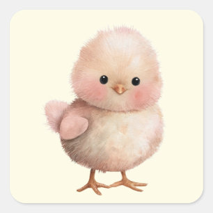 pluizig klein kuiken Schattige lente- en paasdie Vierkante Sticker