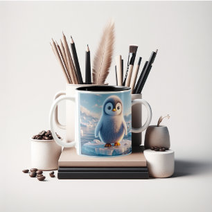 pluizig pinguïnplezier tweekleurige koffiemok