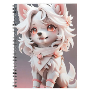 pluizig roze en witte puppy notitieboek