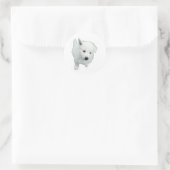 pluizig witte puppy foto ronde sticker (Tas)