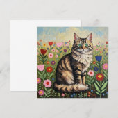 Pluizige Grijze Lapjeskat en Volkskunst Bloemen (Voorkant / Achterkant)