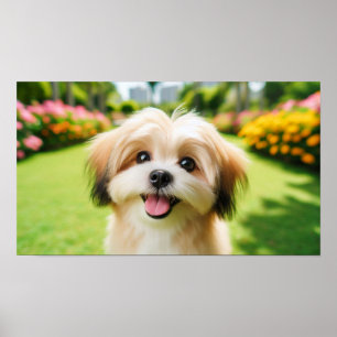 Pluizige hond met grote ogen Joyful Pet Afbeeldi Poster