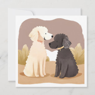 Pluizige Honden   Huisdier Aquarel Schilderij Kaar