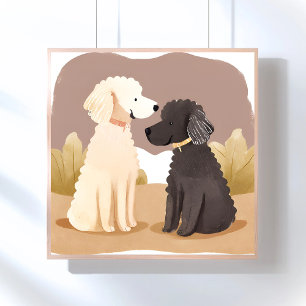 Pluizige Honden Huisdier Aquarel Schilderij Poster
