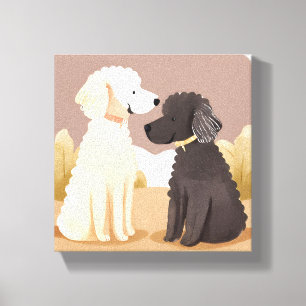 Pluizige Honden Watercolorhuisdier Schilderij Canvas Afdruk