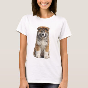 Pluizige Japanse Akita Inu Portret Puppy Vrouwen T-shirt