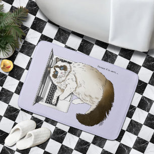 Pluizige Lapjeskat Lavendel Laptop Grappig Badmat