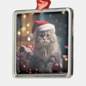 PLUIZIGE VAKANTIE KERSTGRIJZE TABBY KITTEN METALEN ORNAMENT (Links)