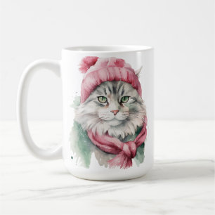 PLUIZIGE WINTERKAT GROEN & BLAUW PETTEN SJAAL KOFFIEMOK