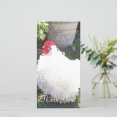 Pluizige Witte Kip Bedankkaart (Staand voorkant)