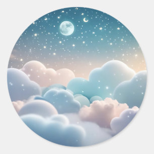 pluizige wolkenpastel ronde sticker