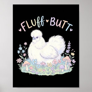 Pluizige Zijdehaan Kip Schattig Cottagecore Padden Poster
