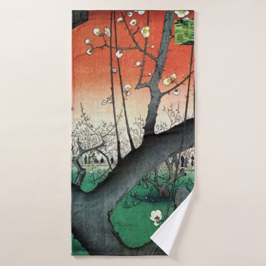 Plum à fleurs, Hiroshige (Serviette de bain)