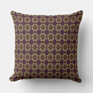 Plum and Gold Retro Motif Kussen