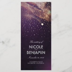Plum and Gold Shooting Star Night Wedding Programs Programma