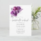 Plum and Navy Floral Bachelorette Invitation du we (Debout devant)