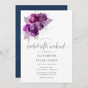 Plum and Navy Floral Bachelorette Invitation du we