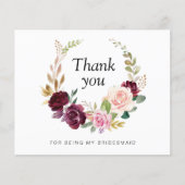 Plum and paarse floral Bridesmaid Dank u wel (Voorkant)
