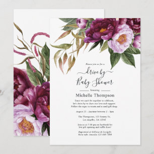 Plum and Pastel Violet Floral drive by Shower Kaart