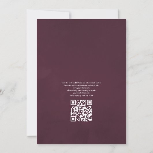 Plum and Peach Floral QR Code RSVP Weddenschap Kaart (Achterkant)