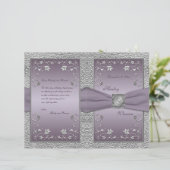 Plum and Pewter Floral Wedding Programme (Staand voorkant)