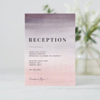 Plum and Pink Ombre Waterverf Wedding Reception Informatiekaartje