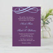 Plum and Powder Blue Swirls Wedding Invitations Kaart (Staand voorkant)