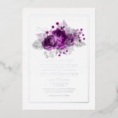 Plum and Silver Waterverf Wedding Folie Uitnodiging (Voorkant)